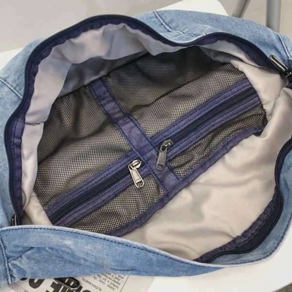 2023 New Design Couple Denim Crossbody Bag Large Capacity Blue Jean Shoulder Bag Mens And Womens 3