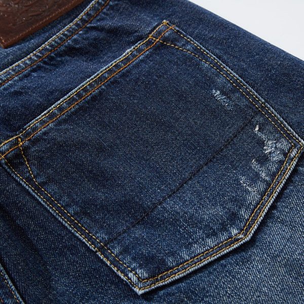 Autumn Winter New Selvage Denim Jeans Washed Ripped Japanese Denim Pants Men's Denim Trousers EW2102008 - Image 3