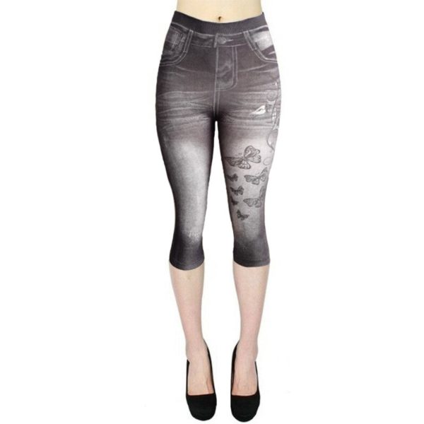 Butterfly Denim Best Leggings Women Short Athleta Leggings Ladies Sexy Yoga Pants Hip Lifting Cropped Leggings 1