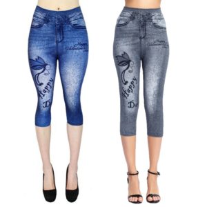 Butterfly Leggings Spanx Pants Women Fitness Denim Leggings Big Butterfly  Hip Lifting Jean Printed Leggings