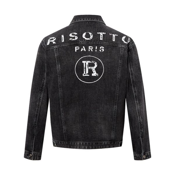 European American Grey Denim Jacket Washed Jean Jacket Back Printed Denim Jacket Premium Casual Business Jeans Jacket For Men - Image 2