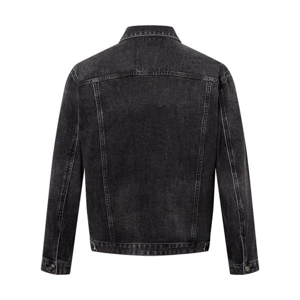 European American Grey Denim Jacket Washed Jean Jacket Back Printed Denim Jacket Premium Casual Business Jeans Jacket For Men - Image 3