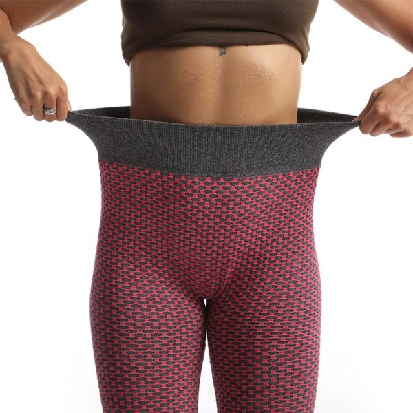 Fashion Honeycomb Leggings For Women Jacquard Sexy Legging Sports Skinny Leggings Pants High-waist Hip Lift Spandex Leggings - Image 2