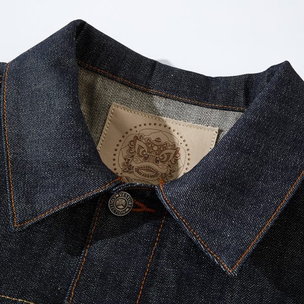 Fashion Raw Selvage Denim Jacket Mens Red Selvedge Jeans Clothes Japanese Retro Overalls Cowboy Coat EW210113 - Image 2