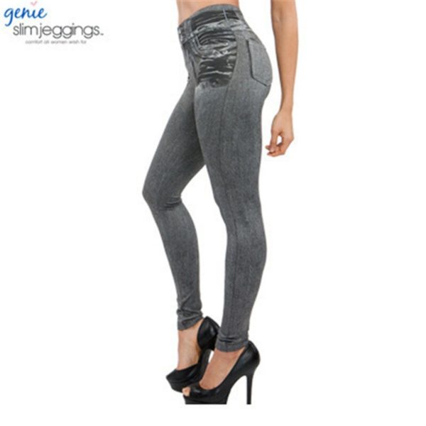 High Waist Women Denim Look Leggings Super Stretch Imitation Denim Leggings Lady Slim Leggins Hip Lift Black Jeggings Tight Pant - Image 4