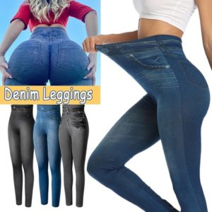 High Waist Women Denim Look Leggings