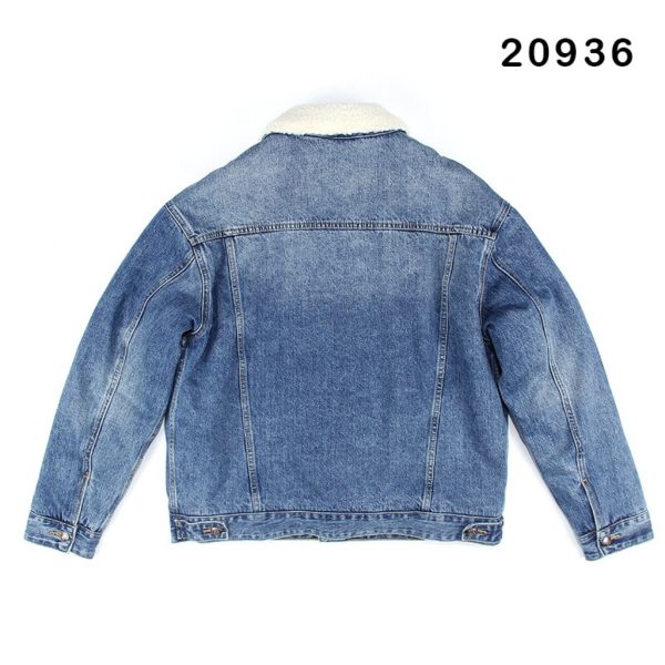 High-quality 350g Cashmere Denim Jacket Men Denim Wool Jacket New Warm Jean Jacket Classic Black Denim Jacket - Image 2