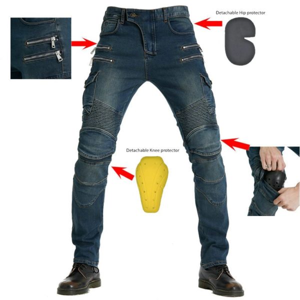 Manufacturers Wholesale Workwear Multi-bag Motorcycle Jeans Bikers Jeans Mens Four Seasons Anti-fall Riding Jeans With CE Armor - Image 2