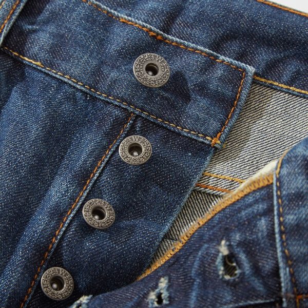Men s Dark Blue Vintage Selvedge Denim Jeans Premium Denim Jean Selvedge With Hole Loose Fit 1