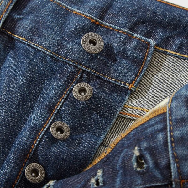Men's Dark Blue Vintage Selvedge Denim Jeans Premium Denim Jean Selvedge With Hole Loose Fit Straight Mens Selvedge Jeans Pants - Image 2