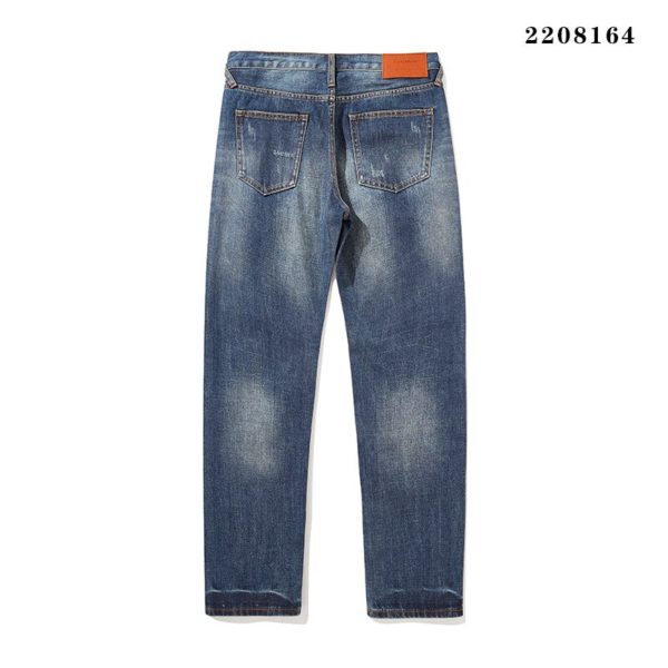Men's Dark Blue Vintage Selvedge Denim Jeans Premium Denim Jean Selvedge With Hole Loose Fit Straight Mens Selvedge Jeans Pants - Image 5
