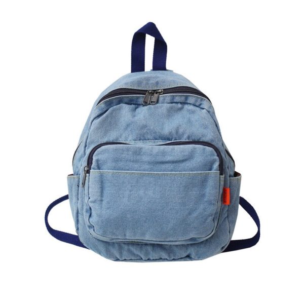 Mini Denim Backpack Women New Denim Designer Bag Stylish Travel Jean Bag Student School Cowboy Bag Ins Small Jean Backpack - Image 2