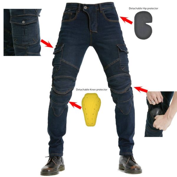 New Camouflage Mens Motorcycle Riding Jeans Blue Black Army Green Racing Pants With Protective Gear Anti-fall EW06 - Image 6