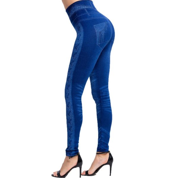 Push Up Jean Look Printed Leggings Denim Leggings Women's High Waist Popular Side Printed Cropped Old Navy Yoga Pants - Image 5