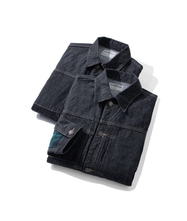 15oz Raw Men's Selvedge Denim Jacket Heavy Motorcycle Cowboy Checkered Coat Spring Autumn Vintage Clothes For Male EW2601 - Image 3