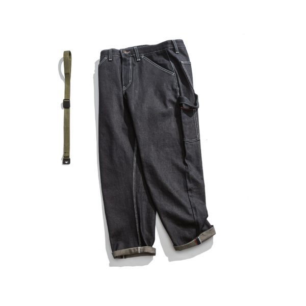 Raw Red Selvage Overalls Jeans Military Style Selvedge Pants Loose Straight Denim Trousers EW9013 - Image 3