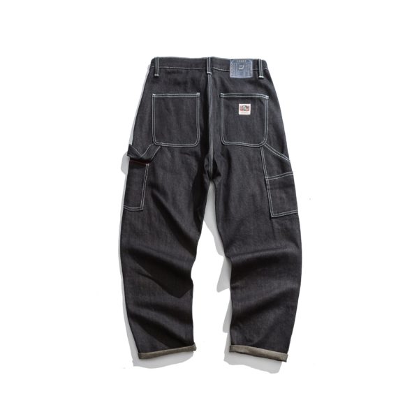 Raw Red Selvage Overalls Jeans Military Style Selvedge Pants Loose Straight Denim Trousers EW9013 3