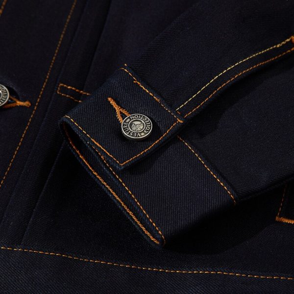 Retro Raw Denim Jacket Trend High-end Japanese Vintage Selvedge Jean Jacket Single-breasted Loose Men's Top EW210112 - Image 3
