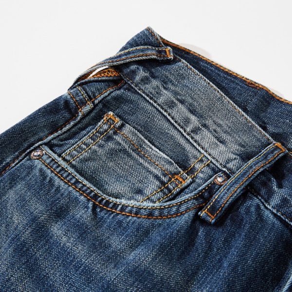 Retro Red Selvedge Denim Jeans Non-elastic Loose Denim Pants Straight Casual Men's Trousers EW2101239 - Image 2