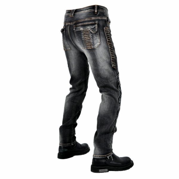 Riding Denim Kevlar Pants Motorcycle Jeans Men's Retro Anti Fall Pants Stretch Cycling Jeans Tear Resistant Kevlar Trousers - Image 3