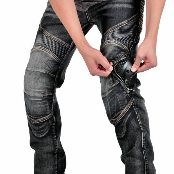 Riding Denim Kevlar Pants Motorcycle Jeans Men's Retro Anti Fall Pants Stretch Cycling Jeans Tear Resistant Kevlar Trousers - Image 4