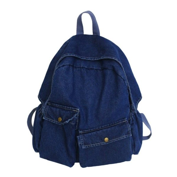 School Denim Backpack Simple Student Jean Bag Ins Canvas Big Weekend Jeans Bag Fashion Denim Shoulders 1