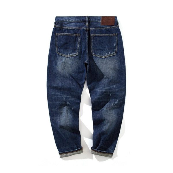 Trendy Bottom Cotton Dark Blue Cheap Selvedge Jeans Washed Heavy Japanese Vintage Selvage Denim Pants For Men EW2102009 - Image 3