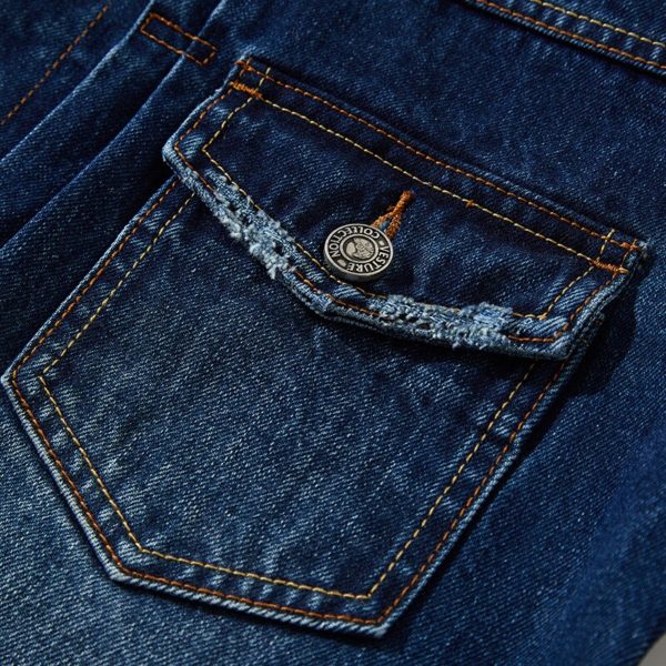 Trendy Raw Selvedge Denim Jacket Men's Fashion Top Embroidery High-quality Jeans Coat EW210114 - Image 4