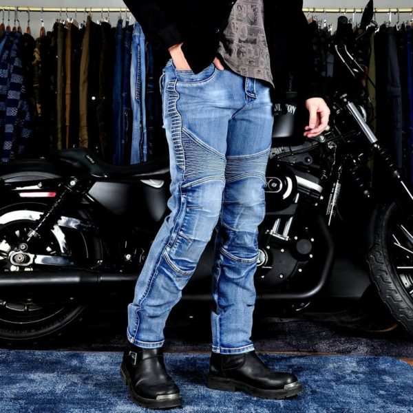 Upgrade Biker Denim Kevlar Pants Motorcycle Jeans Men's Retro Anti Fall Motorcycle Cargo Trousers Stretch Riding Jeans Tear Resistance - Image 2