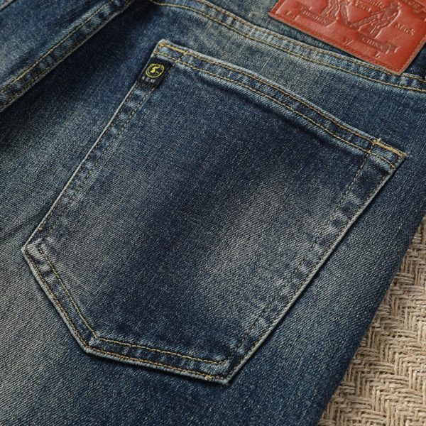 Vintage Mens Selvedge Jeans Fashion Man Japanese Selvedge Denim Jeans Personality Selvedge Straight Jeans Trousers For Men - Image 2