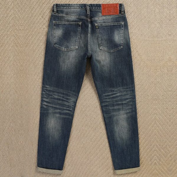 Vintage Mens Selvedge Jeans Fashion Man Japanese Selvedge Denim Jeans Personality Selvedge Straight Jeans Trousers For 3