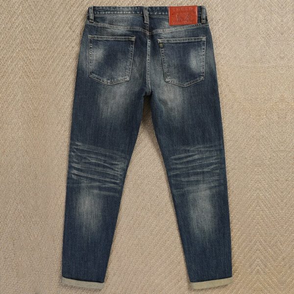 Vintage Mens Selvedge Jeans Fashion Man Japanese Selvedge Denim Jeans Personality Selvedge Straight Jeans Trousers For Men - Image 4