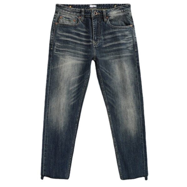 Vintage Mens Selvedge Jeans Fashion Man Japanese Selvedge Denim Jeans Personality Selvedge Straight Jeans Trousers For Men - Image 5