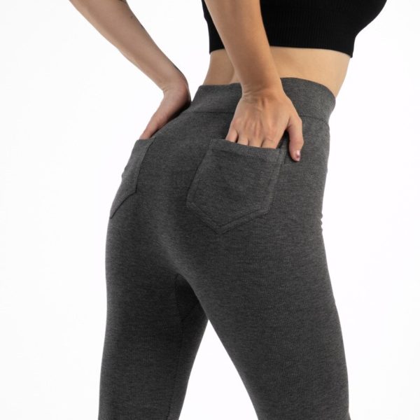 Warm Leggings With Pockets Elastic Slim Bottoming Pants Women's Fashion Spanx Leggings Pockets All-in-one Yoga Pants For Women - Image 3