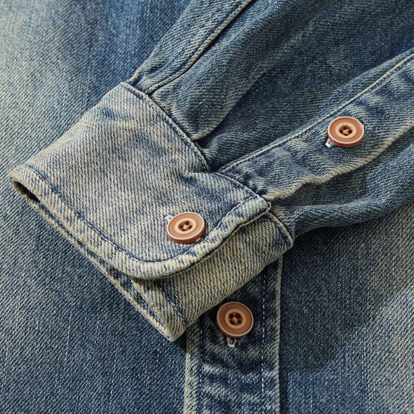 Washed Japanese Denim Shirts For Men Retro Trend Broken Hole Cowboy Shirt Autumn And Winter Thickened Men's Jean Shirt Jacket - Image 2