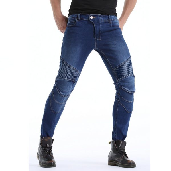 Waterpoof Motorcycle Jeans For Men Four Seasons Motorcycle Cargo Pants Elastic Anti-Fall Denim Jean Pants For Bike Riding - Image 2