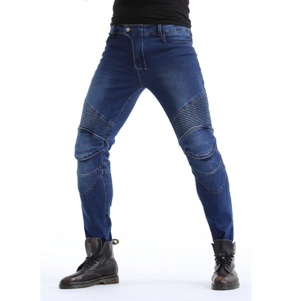 Waterpoof Motorcycle Jeans For Men Four Seasons Motorcycle Cargo Pants Elastic Anti-Fall Denim Jean Pants For Bike Riding - Image 3