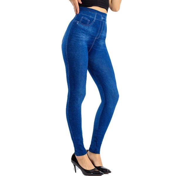 Women Denim Leggings Hip Lift Tight Yoga Pants Seamless Imitation Jean Leggings Super Stretch Ladies Best Gym Leggings - Image 2