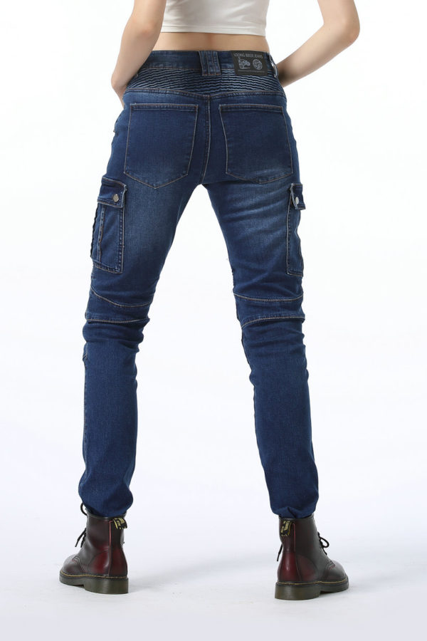 Women Motorcycle Jeans With Armor Anti-fall Blue Green Motorbike Pants For Women Black Biker Trousers EW602402839307 - Image 2