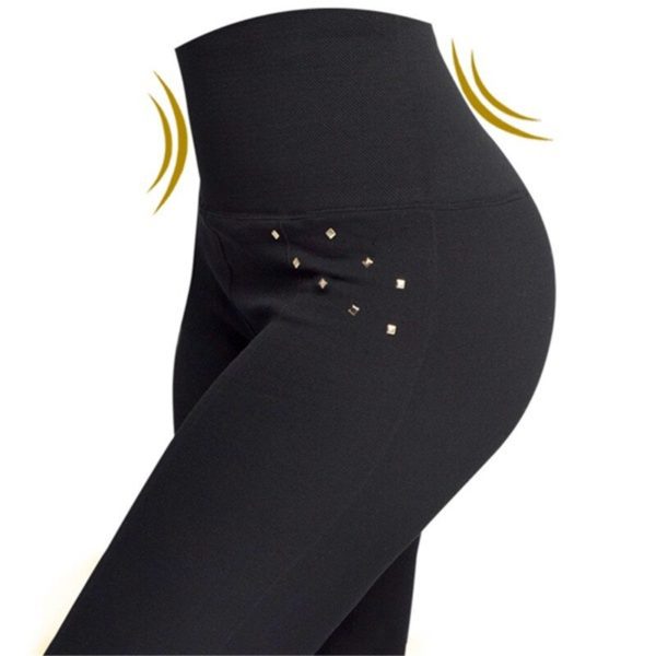 Women Seamless Leggings Sexy High Waist Legging Hip Lift Winter Leggings Pants With Diamond Zipper Black 3