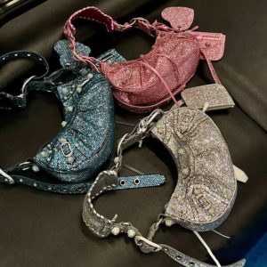 Shiny Diamonds Locomotive Bag Bling Bling Hot Drilling Mirror And Card Denim Shoulder Bag Motorcycle All-match Denim Handbags