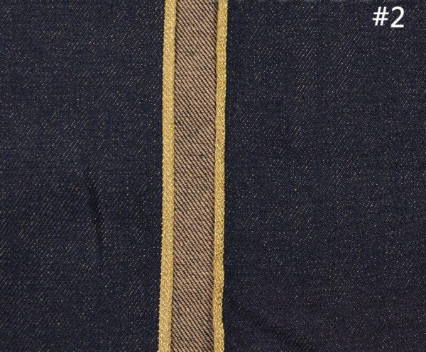 13.4 oz Gold Silver Self Edge Raw Denim Jeans Cloth Manufacturers Colored Cotton Premium Selvedge Denim Fabric W28682 - Image 2