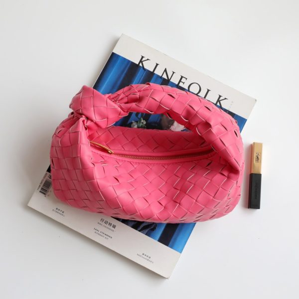 Luxury Genuine Leather Handbag Braided Knotted Underarm Designer Bag Women Furs Tote Bag EW32400 - Image 2