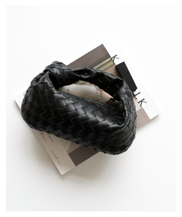 Luxury Genuine Leather Women Handbag Braided Knotted Underarm Bag Furs Tote Bag EW32400 4