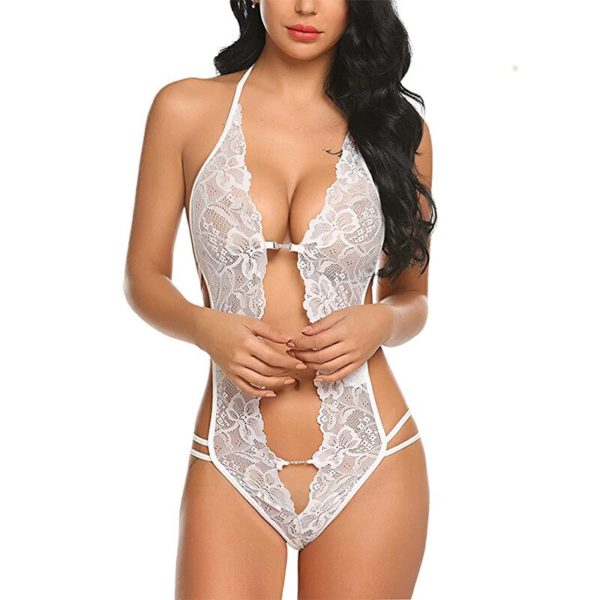 Women Pink Lingerie Sale Sexy Lace Bodysuit Deep V Teddy Babydoll Lingerie XS-XXXL - Image 2