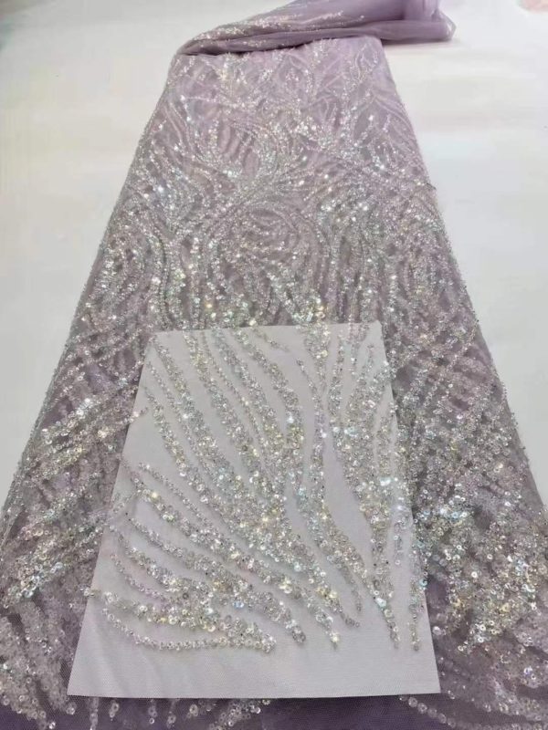 Luxury Sequin Multicolor Lace Fabric For Dresses Hot Pink Beaded Lace Fabric Material - Image 2