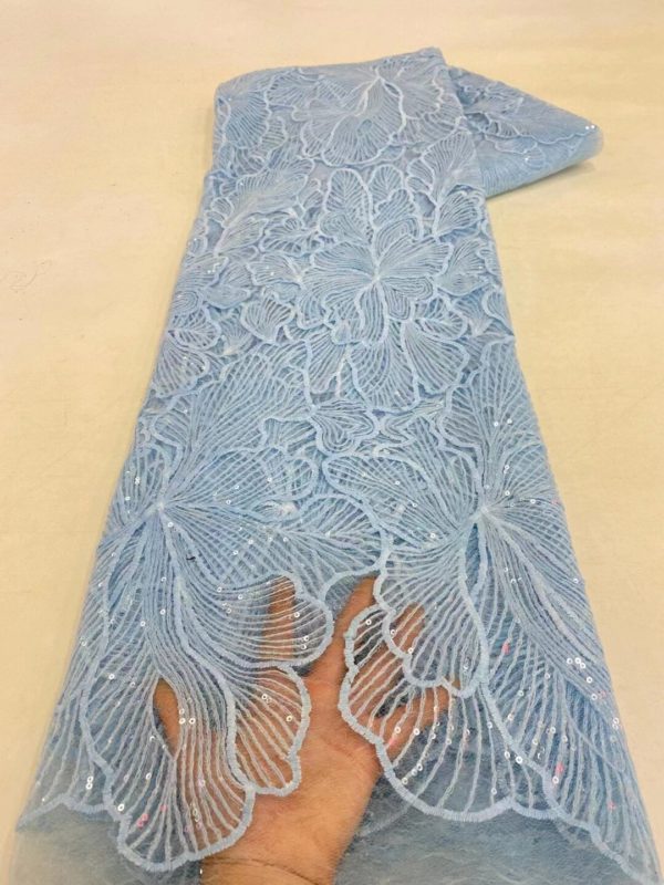 Luxury Emboridery Lace Material 5 Yards Lot 2023 High Quality French Nigerian Sequins Fabric Wedding Party Dress Curtain Cloth - Image 2