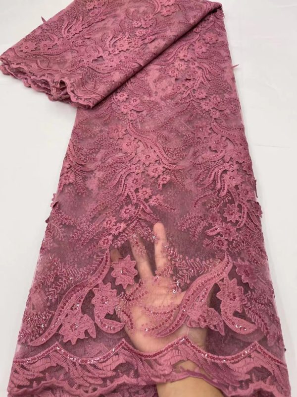 Milk Fiber Flowers Embroidered Cloth Multi Color Wedding Lace With Beads And Sequins For Dresses - Image 2