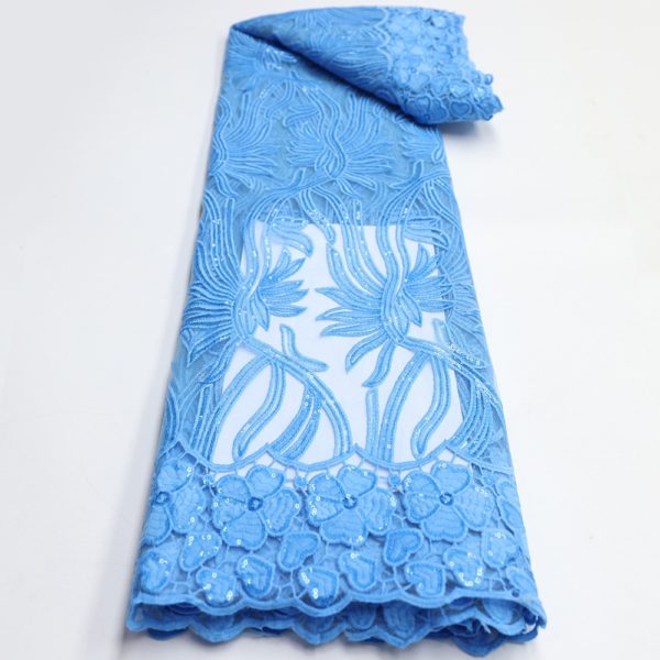 Milk Silk Tulle Sequin Embroidery Lace Fabric For Women's Wedding Dress Embroidered Material Free Shipping Wholesale Drop Ship