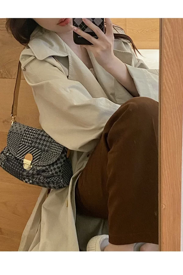 Light Blue Denim Bag Woman 2023 New Retro Locking Denim Handbags Niche Fashion Printed Denim Shoulder Bag - Image 4